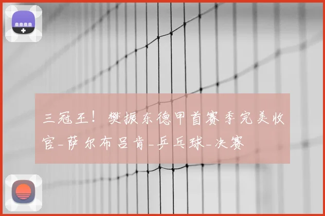 三冠王!樊振东德甲首赛季完美收官_萨尔布吕肯_乒乓球_决赛